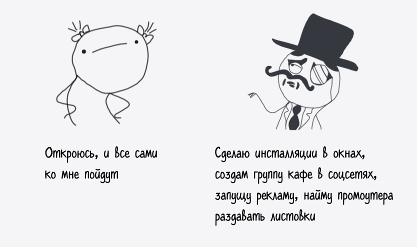 Герои мемов спорят по поводу маркетинговых инструментов для ресторана