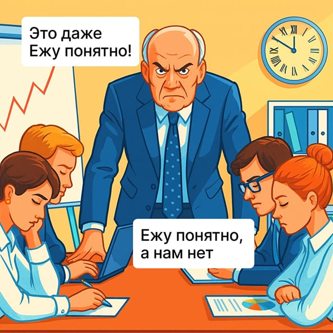 Это даже Ежу понятно! — говорит начальник. Ежу понятно, а нам нет, отвечают сотрудники