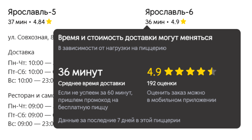 Пример виджета, который рассчитывает время ожидания доставки