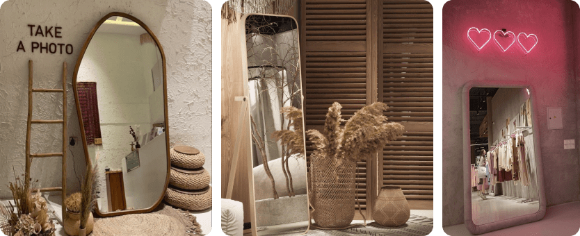Три варианта фотозон с зеркалами в магазинах
