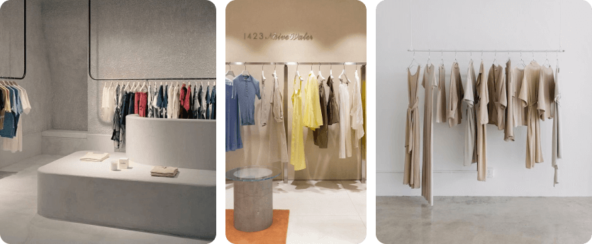 Три примера оформления магазинов в светлых тонах